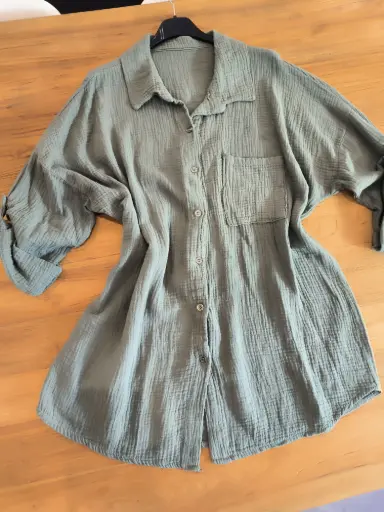 Chemise en gaze de coton – Kaki
